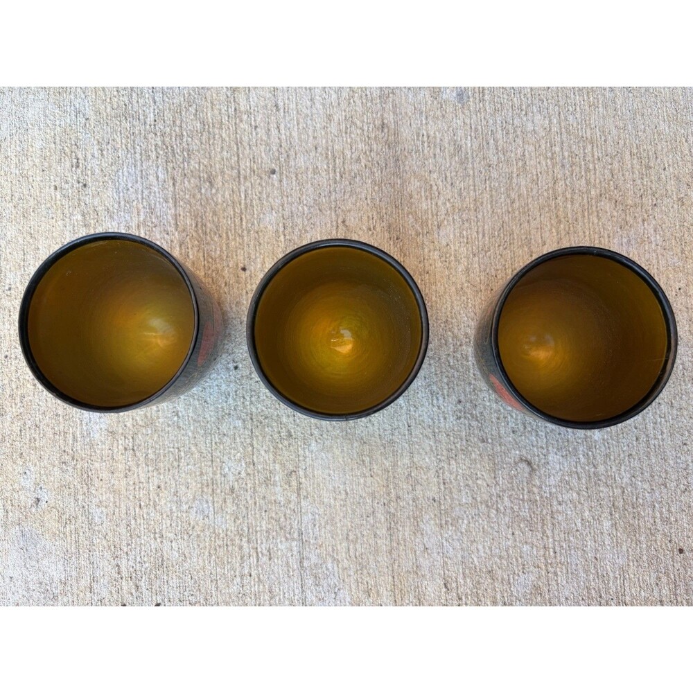 Vintage USSR Russian Khokhloma 5 Piece Lacquer Bowl Cups & Large 12" Ladle Spoon - Picture 15 of 16